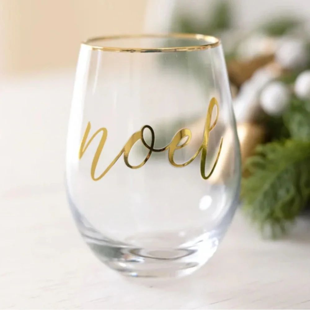 Set of 4 Gold Noel Glass by Mary Square